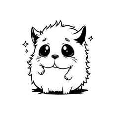 Adorable cartoon character illustration featuring a cute fluffy creature with big eyes and charming smile
