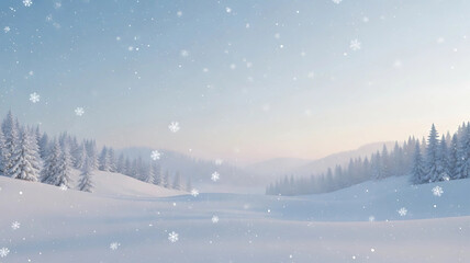 Snowy Winter Landscape Serene Mountains and Falling Snow