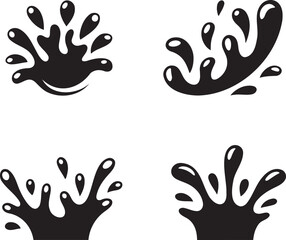 Obraz premium Set of Water splash silhouette vector illustration isolated On Transparent Background