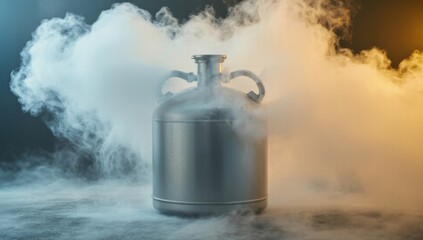 The cold beauty of liquid nitrogen tank