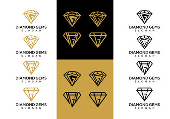 simple diamond logo icon vector with initial G