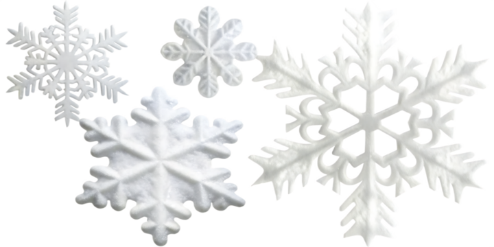 White snowflakes isolated on isolated on a transparent background