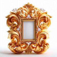 Ornate Gold Frame Baroque Style Vintage Design Interior Decoration Luxury Artwork Jewel Opulent Flourish Elegant Antique Decorative Picture 