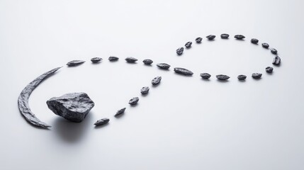 A tiny meteorite rests on an infinity symbol crafted from probability percentages.