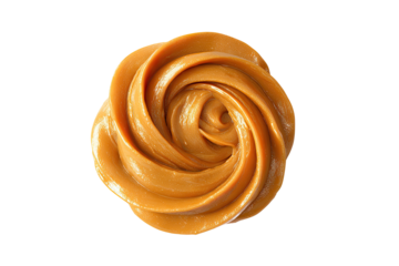 Close-up of swirled caramel spread