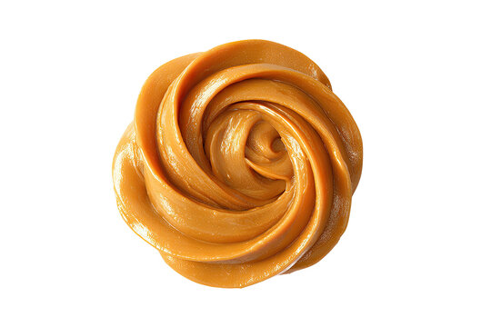 Close-up of swirled caramel spread