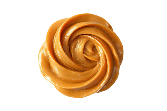 Close-up of swirled caramel spread