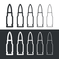 Cartridge icon. Cartridge belt, symbol of army or war. Cartridges, attributes of soldiers, shooting or automatic firearms.