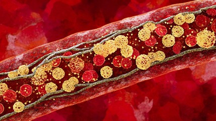 Blood vessel cross section with blood cells