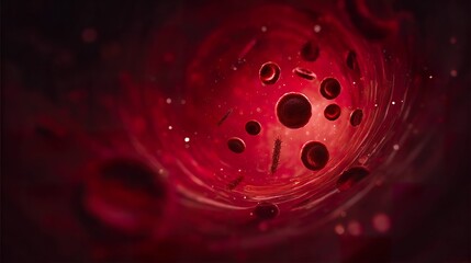 Blood vessels red blood cells microorganisms detailed illustration