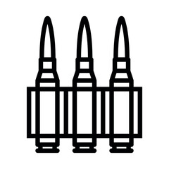 Fototapeta premium Machine gun belt icon. Cartridge belt, symbol of army or war. Cartridges, attributes of soldiers, shooting or automatic firearms.