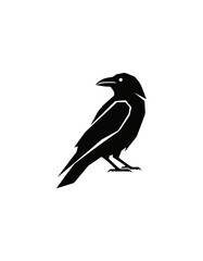 Obraz premium Simple silhouette of a raven against black background