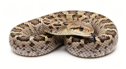 Fototapeta premium Fox Snake Coiled on White