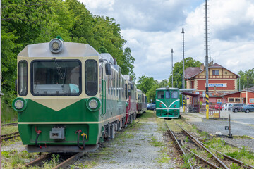 Narrow Gauge Railway at Jindrichuv Hradec Station in Czechia