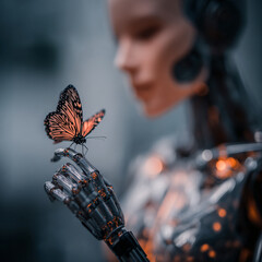 Artificial Intelligence Bioengineered Insect Hybrid Robotics Colorful Modern Nature Detailed Cybernetic Biomechanics Sustainable Mechanical Biodiversity 