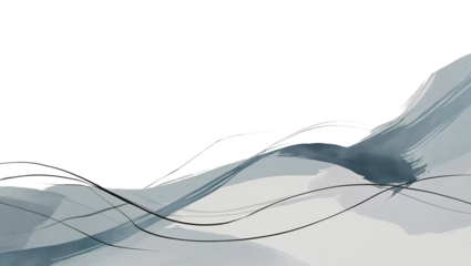Soft gray flowing brush lines forming a calm, airy landscape. Elegant abstract background for presentations, websites, and editorial design.