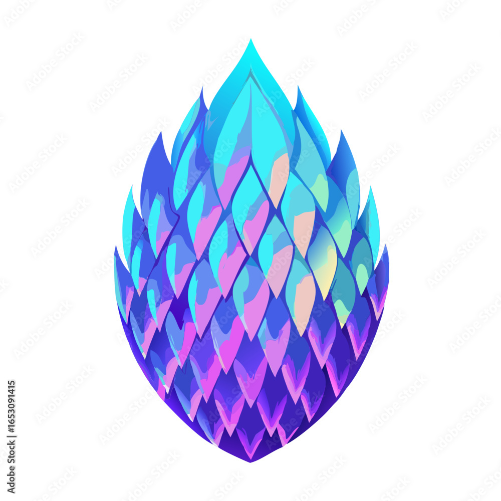 Poster colorful fantasy elven crystal icon. game resource or magic item for mobile app or web interface. ve