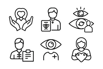 Obraz premium Collection of medical and healthcare icons representing care vision and professional services