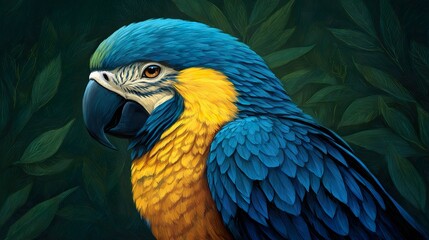 Fototapeta premium Closeup blue and gold macaw portrait
