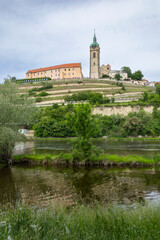 Fototapeta premium Melnik Castle overlooking the confluence of the Elbe and Vltava rivers in Czechia