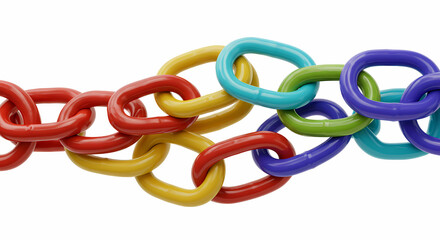 Naklejka premium Colorful Interlocking Chain Links: Unity, Connection, and Teamwork Concept