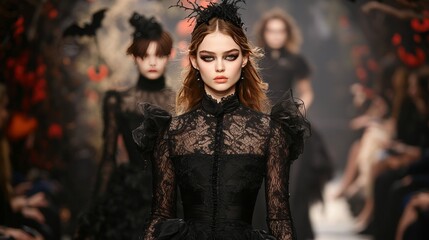 Gothic fashion showcase on the runway