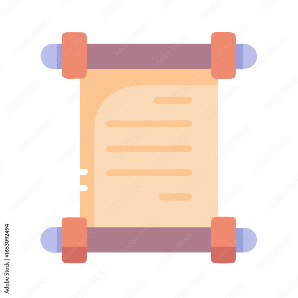 Poster old scroll paper with rolled ends and an ancient secret document. fantasy game or mobile app icon. v