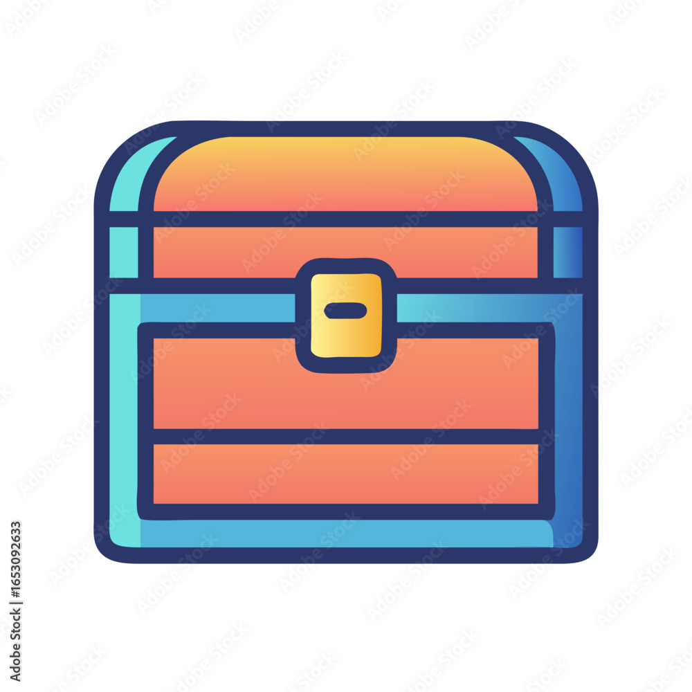 Poster treasure chest icon, fantasy game prize or reward container. vector icon used for mobile app, ui, we