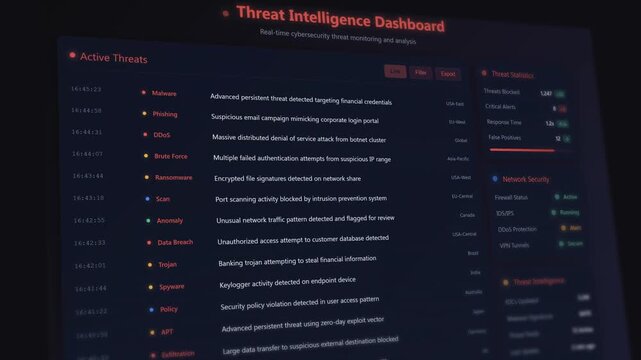 Dynamic cybersecurity threat dashboard visualization with realtime data analysis - Powered by Adobe