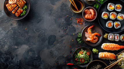 Artistic Indian food layout showcasing colors and textures with open visual balance. space for text  Generative AI