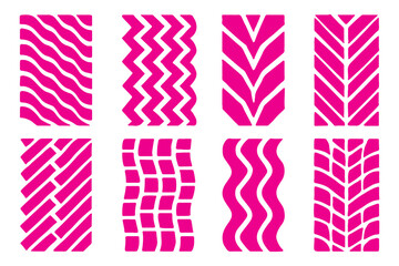 Car tire tracks vector, icon design. Tire treads, silhouette of tread marks for cars and vehicles. Wheel tires traces, motorcycle, car tread tracks, vehicle racing isolated icons. Vector illustration © Hike