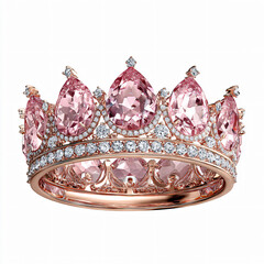 Elegant Pink Bridal Tiara Gemstone Accessories Fashion Glamour Diamond Crown Gold Luxury Jewelry Beauty Opulence Regal Shine Classic Unique Heirloom Bridalwear Ornament Sparkling Chic Formal