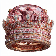 Crown Ring Jewelry Pink Diamonds Crystals Luxury Fashion Gemstone Ornate Elegant Beauty Statement Accessory Golden Sapphires Emeralds Opal Shiny Brilliant Royal Design Glamour Exquisite Celebration