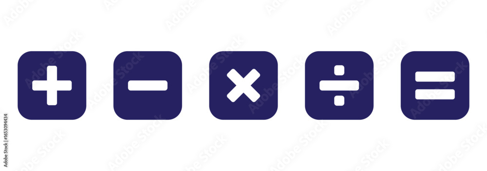 Poster basic mathematical symbol. plus and minus icon set. math symbol. multiply icon. equals symbol, divis
