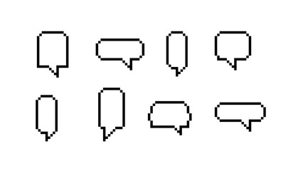 8 bit Speech Bubble Pixel Art Vector Set