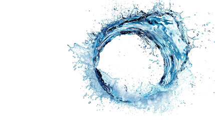 High-speed splash forming elegant shapes with reflective clarity on white background. Generative AI