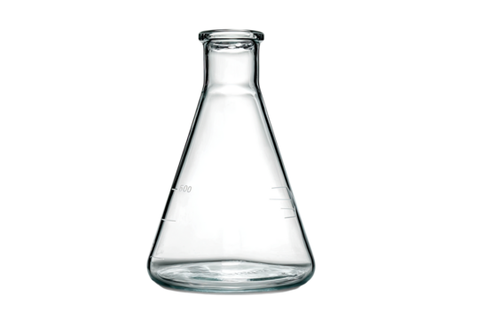 Clear, empty, glass flask