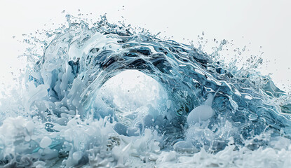 Artistic splash of water shaped like a ring with scattered droplets. Generative AI