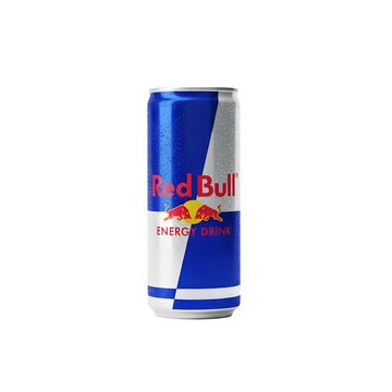 red bull energy drink can beverage isolated on white background