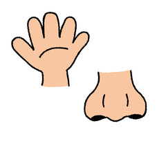 hands and nose