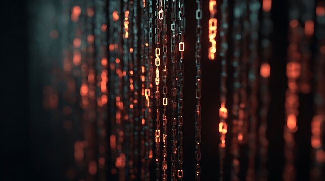 Matrix-like digital code with glowing orange and black numbers and symbols, creating a futuristic and tech-themed background. - Powered by Adobe