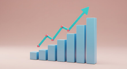 Stylized Business Growth Chart Representing Positive Financial Trends and Investment Success Showing an Upward Trajectory with Bar Graphs and a Trend Line Indicating Profit Increase