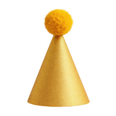 Gold party hat with yellow pom-pom