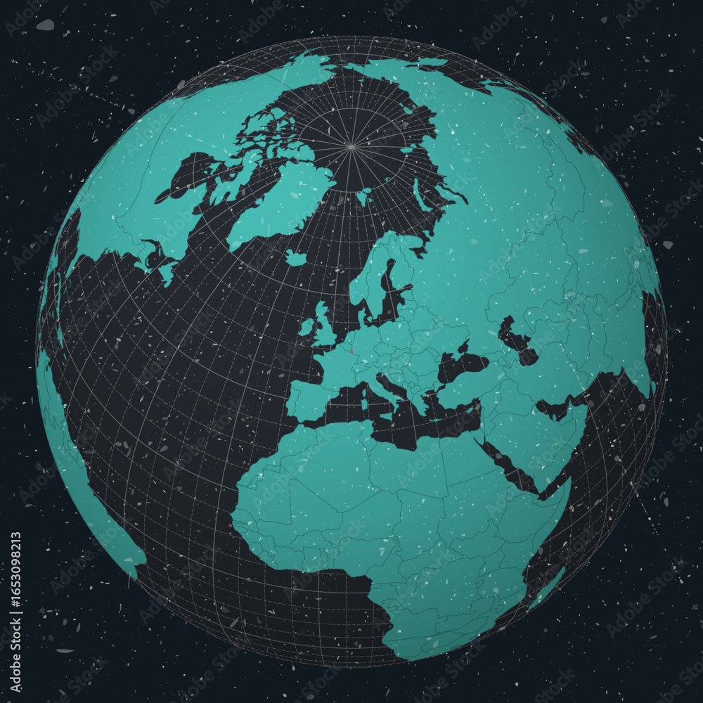 Aufkleber luxembourg on globe. vintage look with grunge scratched texture. country view on world map in dark c