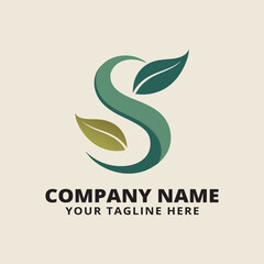 Elegant logo featuring the letter S with stylized leaves, ideal for organic businesses.