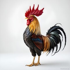 Fototapeta premium A rooster isolated on a white background, ultra-realistic, real photo. 
