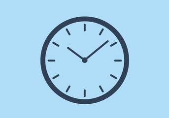 Clock Icon | Round Wall Clock Vector | Time Symbol Illustration | Flat Design Blue Watch | Minimal Office Timer | Schedule and Deadline Graphic