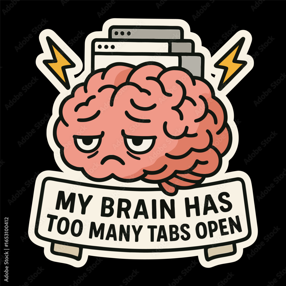 Poster a cartoon brain with a sign that says 