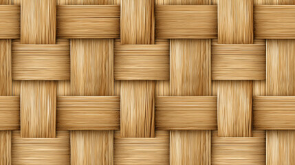 Seamless bamboo pattern with wicker basket weaving texture background