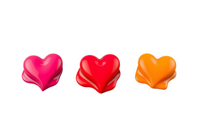 3D Rendered Hearts in Vibrant Colors on Transparent Background